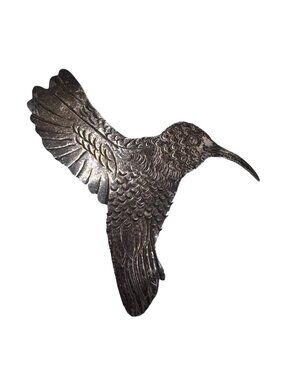 Vintage Handmade Indian Sterling Large Hummingbird Brooch Pendant HIJE Navajo 3"